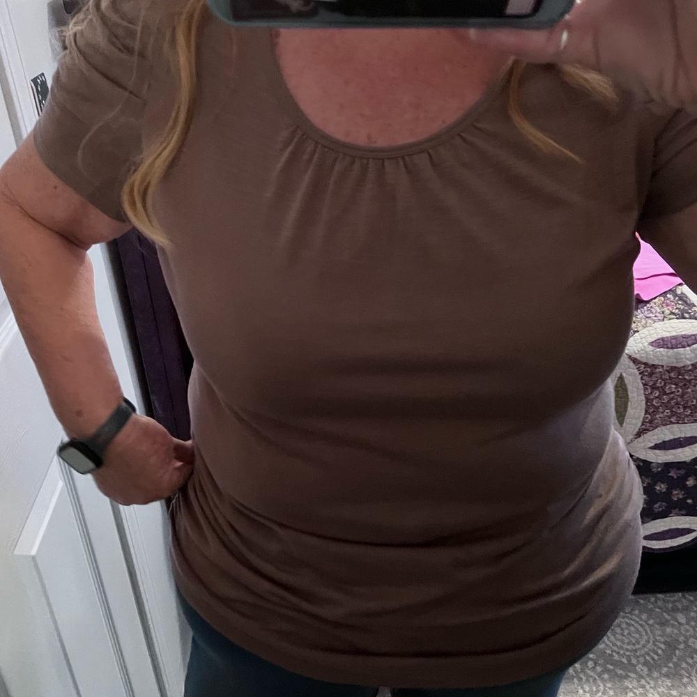 Style & Co light brown shirt.